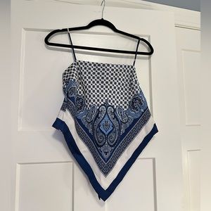 Zara Blue Pattern Scarf Tie Tank Size XS/S
